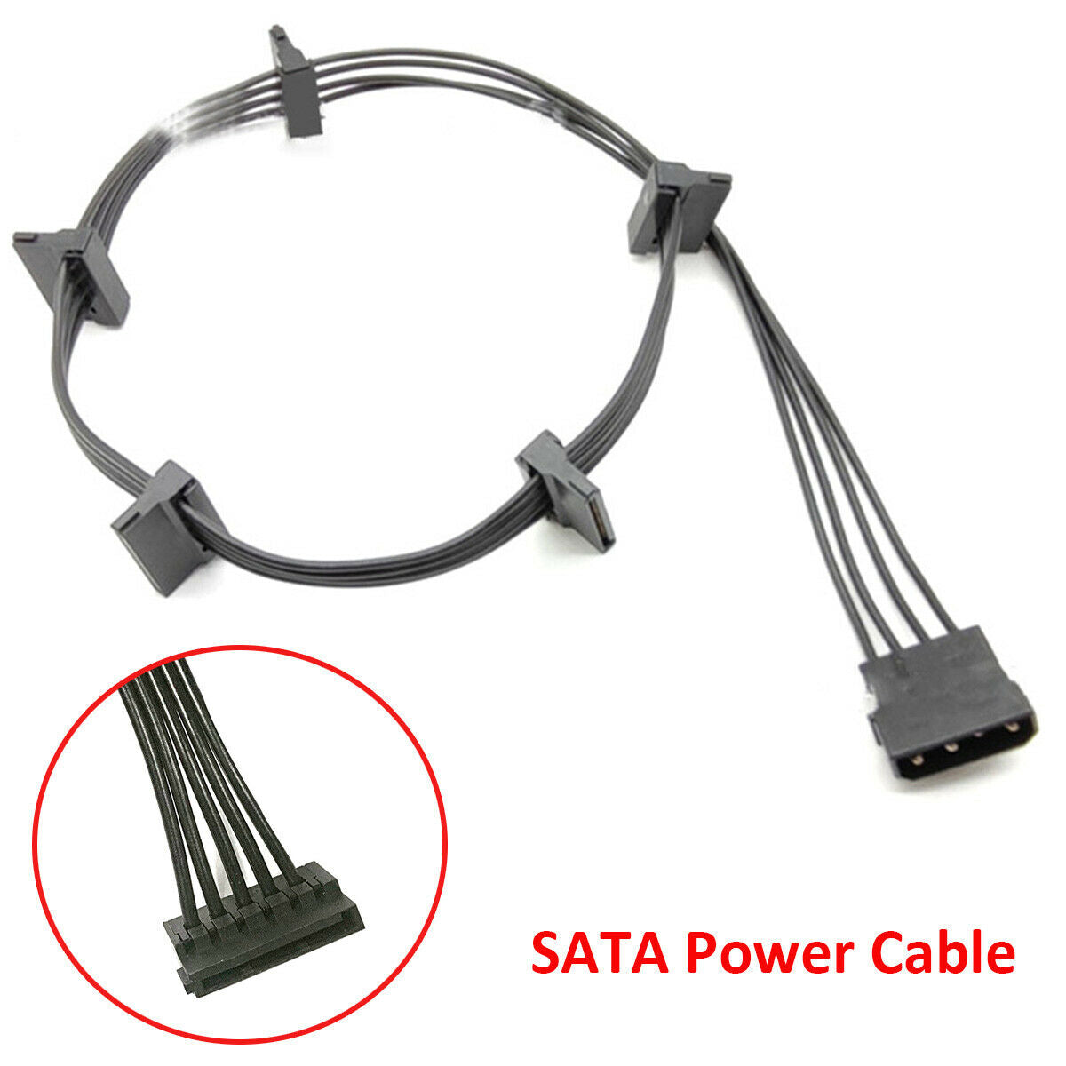 2 Sets Black SATA Power Cable PC Server HDD SSD Power Supply Cable Cord 18AWG