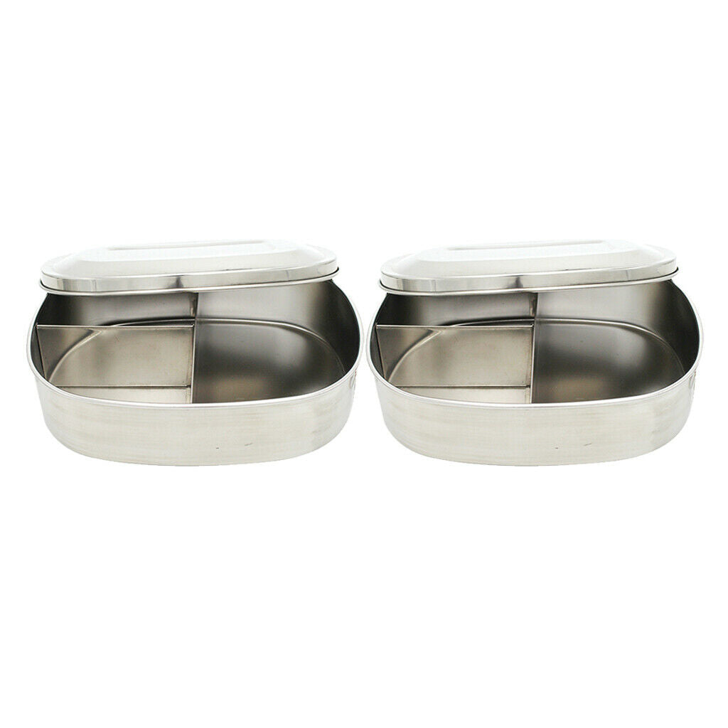 2pcs Stainless Steel Lunch Box Lightweight Food Storage Case for Picnic
