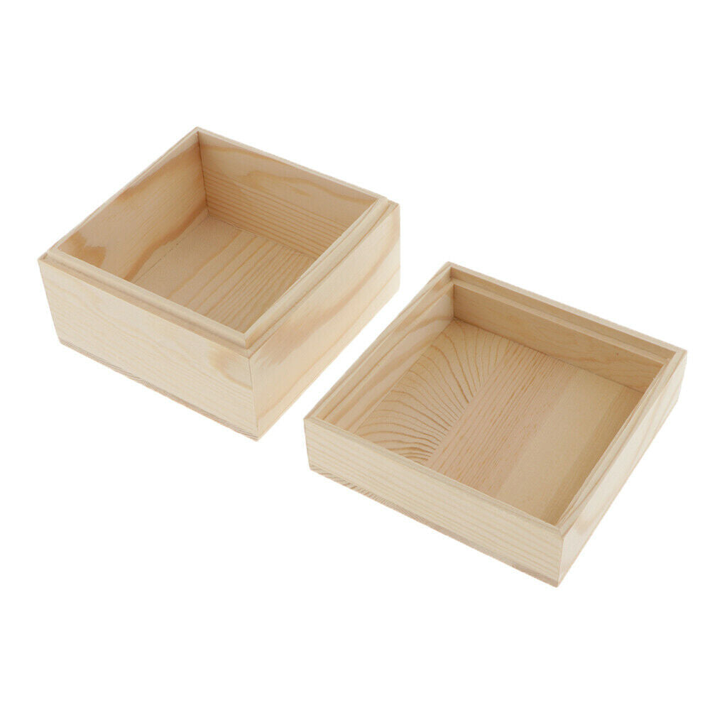 Natural Wooden Jewelry Box Square Keepsake Chest Box Storage Treasure Case