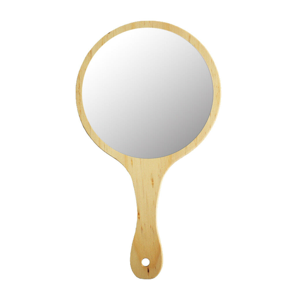 3Pcs Durable Wooden Hand Held Mirrors For Women Makeup Tattoo Beauty Shaving