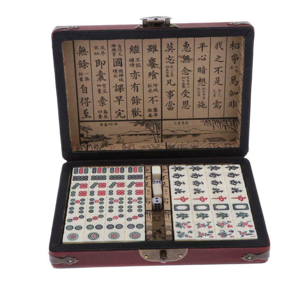 Mini Mahjong Traditional Chinese Version Travel Game Set Portable 144 Tiles