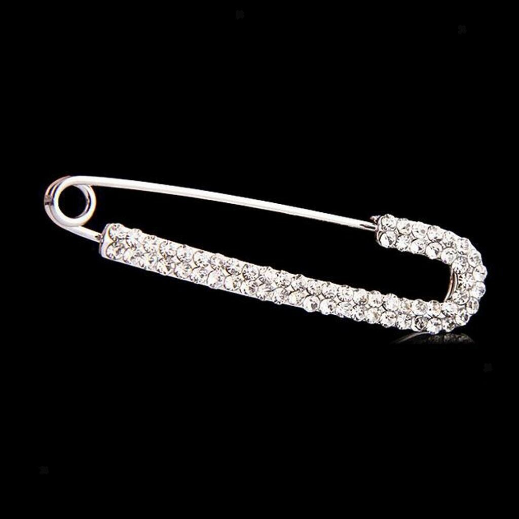 Rhinestone Safety Pins Novelty Brooch Sweater Shawl Clip Badge for Women Girls
