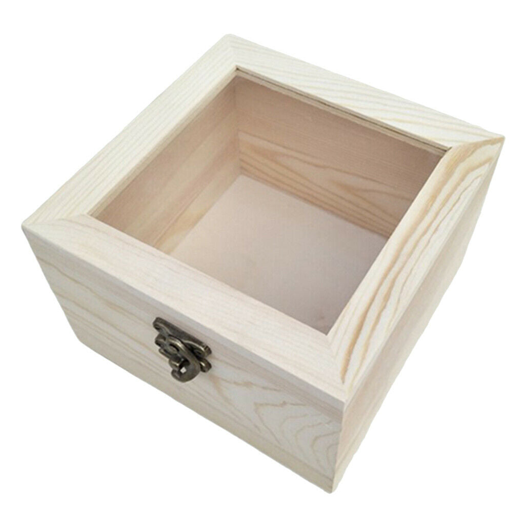 Wooden Box Glass Top Lid Hinged Jewelry/Gifts/Eternal Flower Storage Case 3#