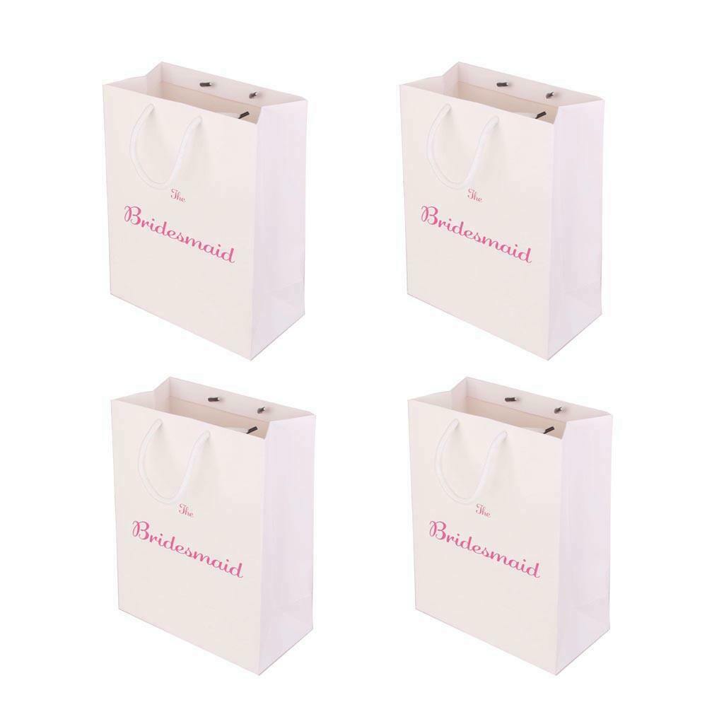 Pieces of 4 The Bridesmaid Printed Paper Bag with Handle for Wedding, Bridal