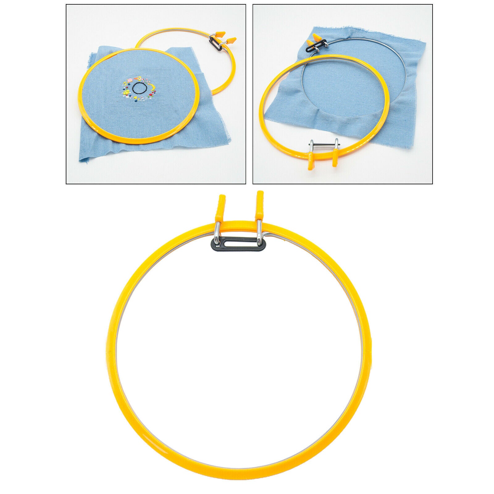 22cm Embroidery Hoop Circle Cross Stitch Sewing Frame DIY Hand Crafts Yellow