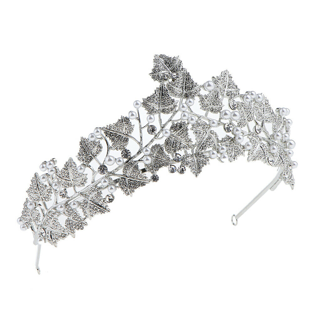 Elegant Leaf Rhinestone Wedding Party Crown Tiaras Prom Pageant Headwear