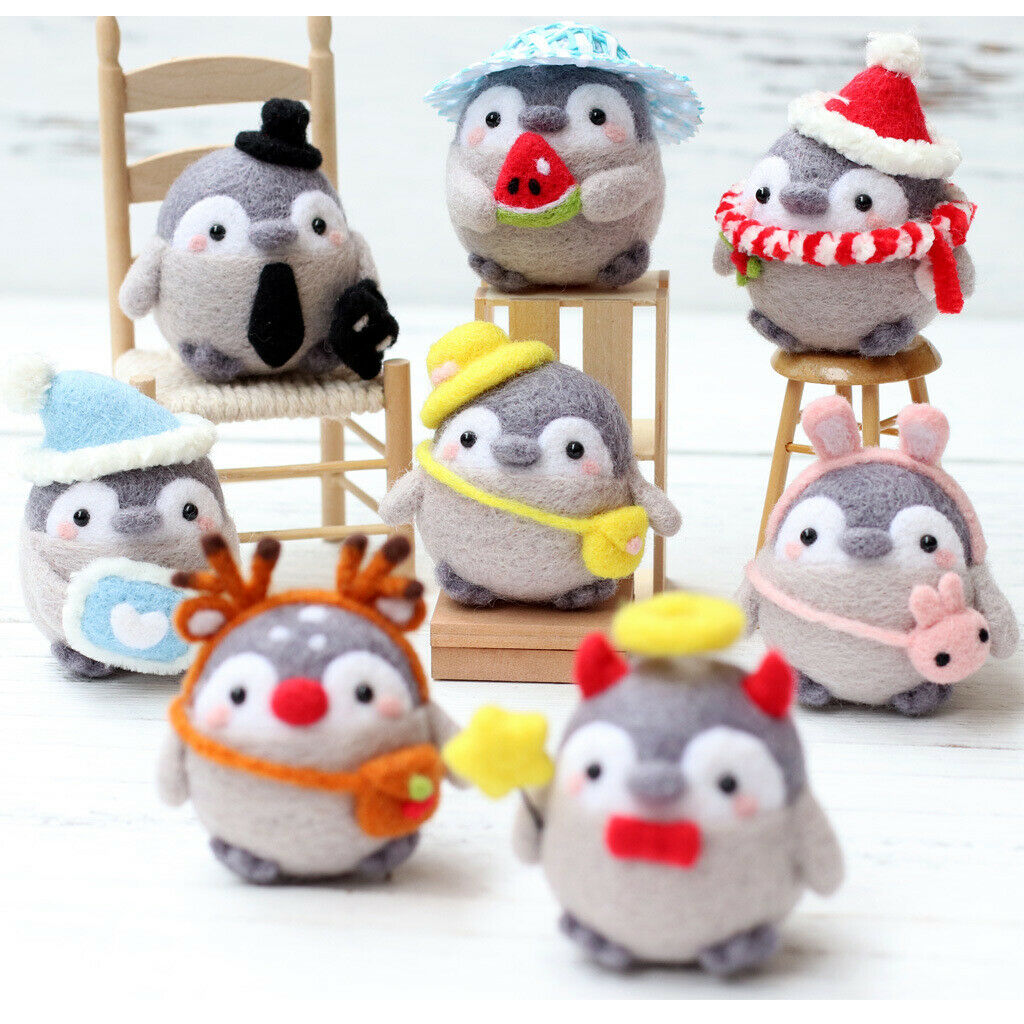 2pcs Craft DIY Penguin Needle Felting Kit 66s Pure Wool Felting Supplies