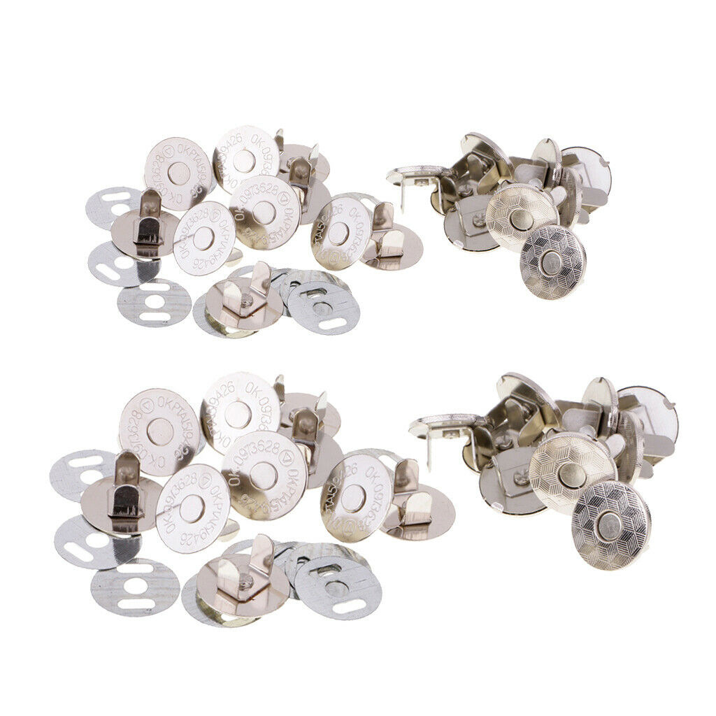 20 Sets Bag Purse Clasps Sewing Buttons Magnetic Metal Snaps Fasteners
