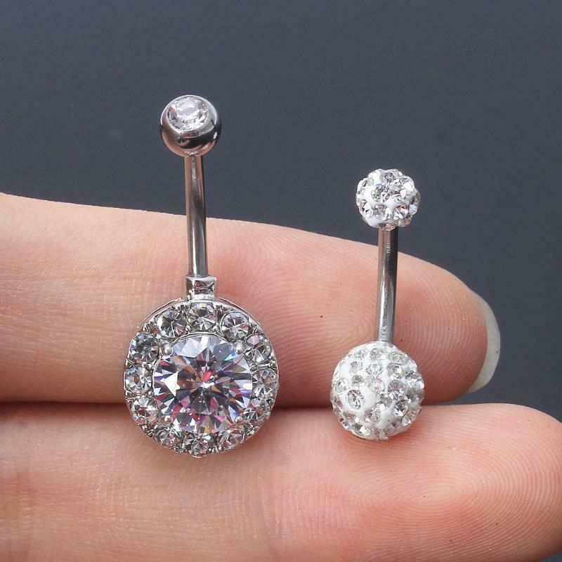 4PCS Titanium CZ Opal Belly Button Rings Set Navel Barbell Piercing Body Jewelry