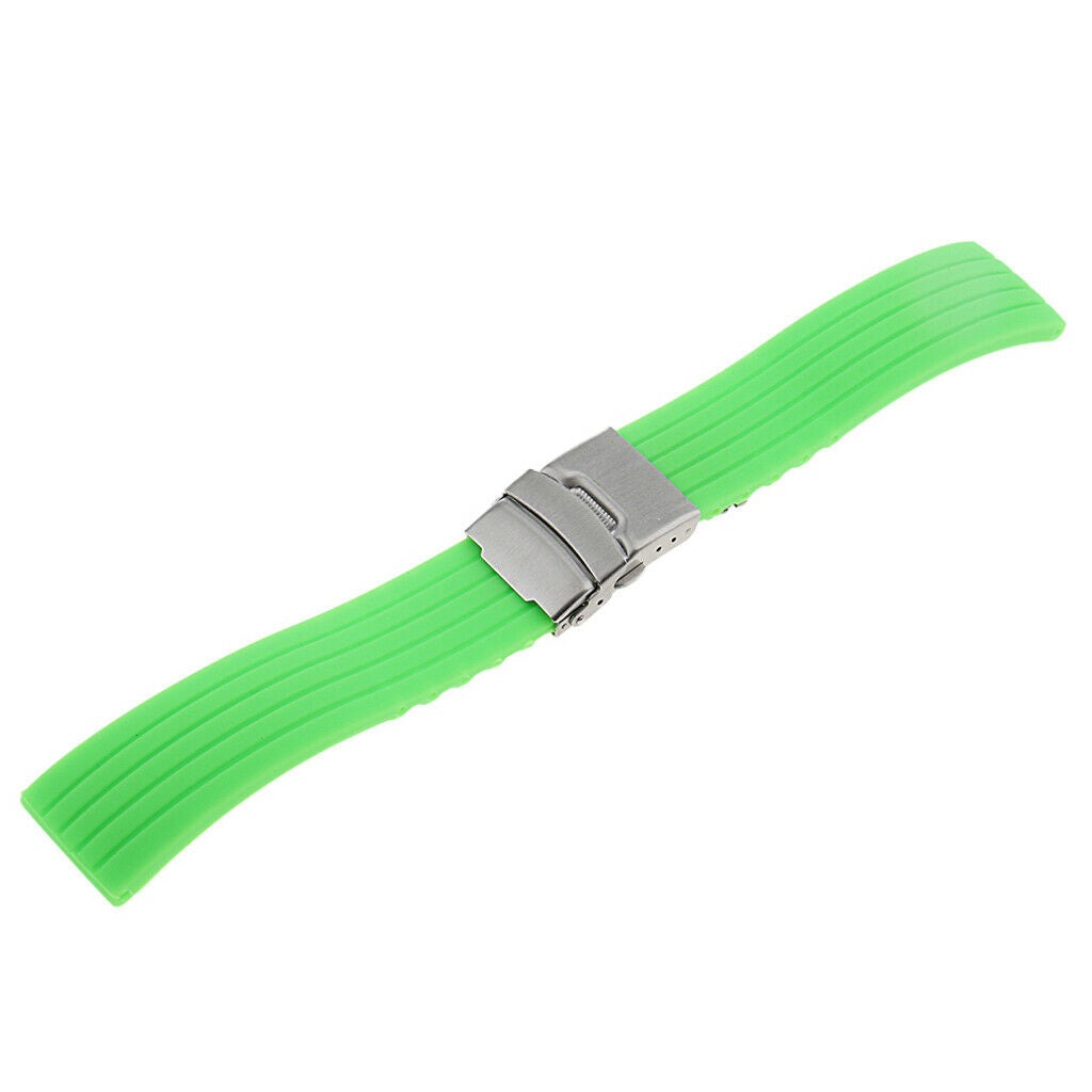 19.5cm Fashion Casual Green Waterproof Silicone Rubber Watch Strap Band