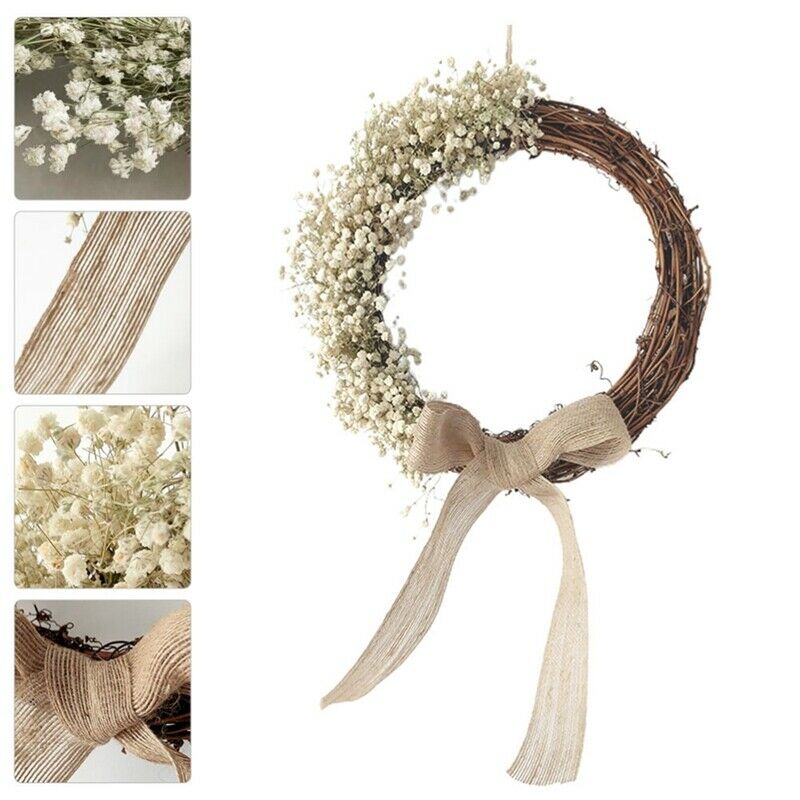 Gypsophila Garland Ornament Artificial Rattan Floral Wreath Wall Pendant DryA8V8