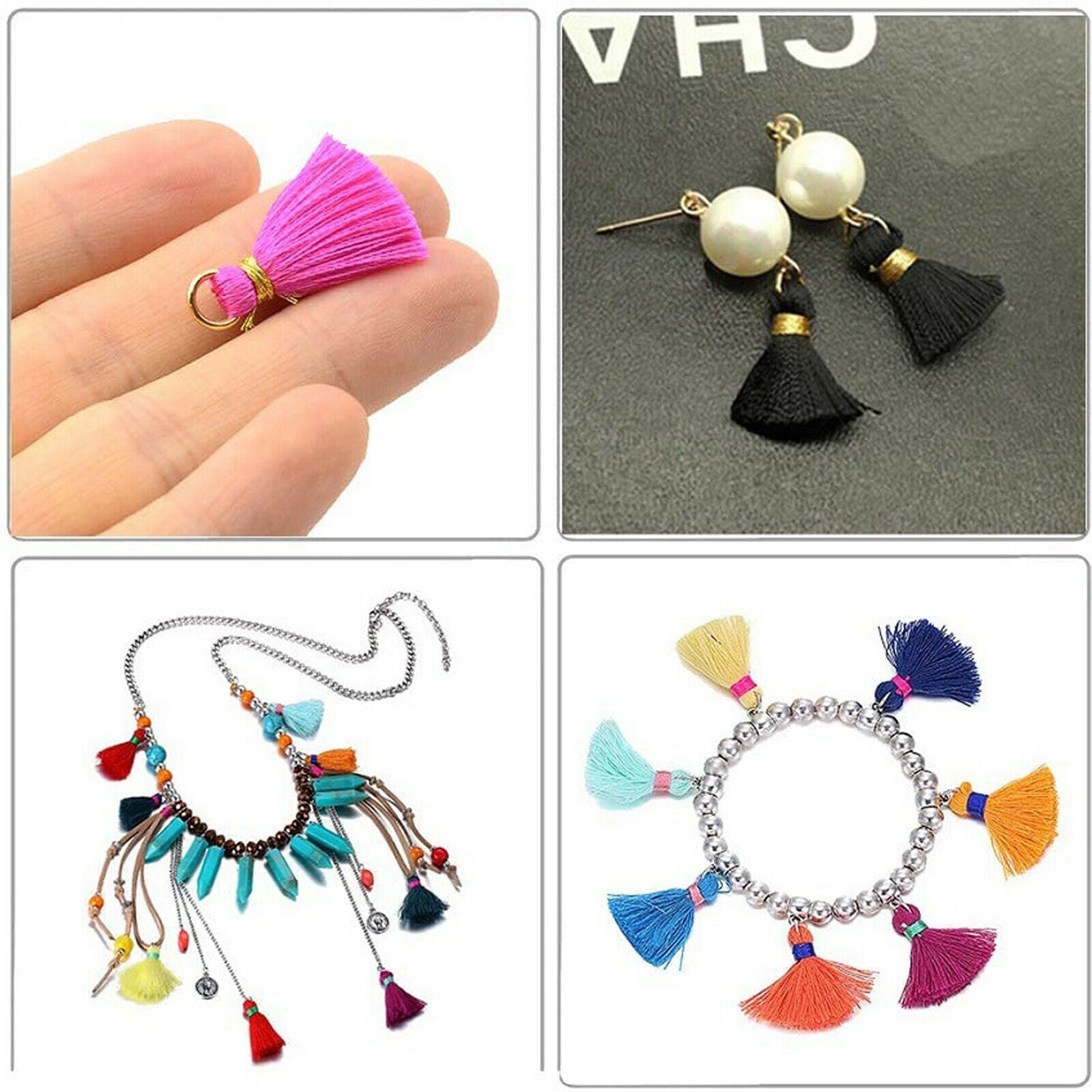 Charms Tassel Kit Bulk Mixed Color Metal Tassel Charm Pendants for DIY Woman
