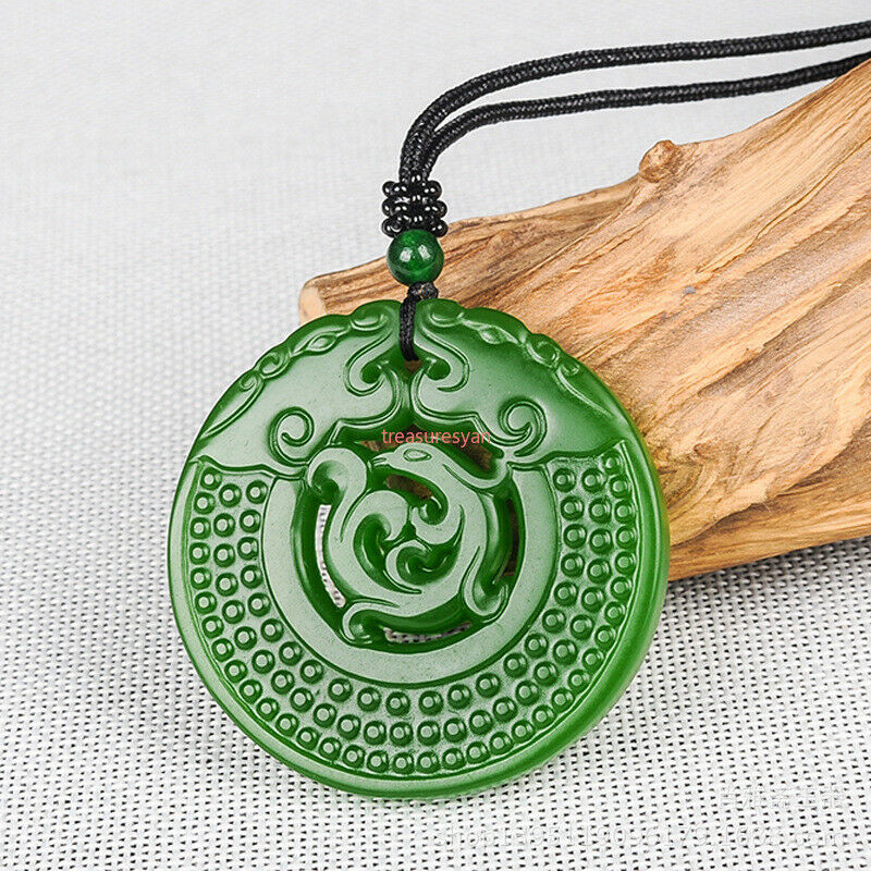 Exquisite double-sided carved dragon and phoenix Chengxiang jade pendant