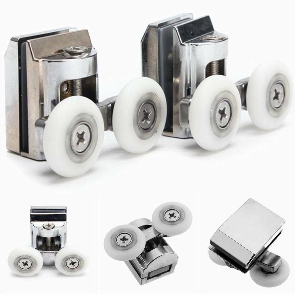4pcs Shower Door Rollers Bathroom Upper Top Sliding Double Wheels 23mm