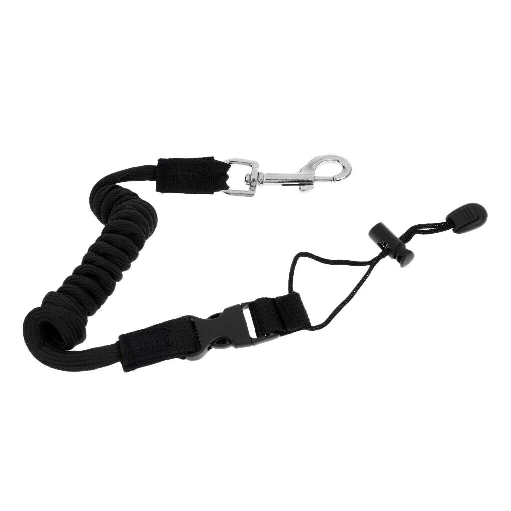 4X Safety Kayak Paddle Leash Fishing Rod Pole Coiled Lanyard Cord Black