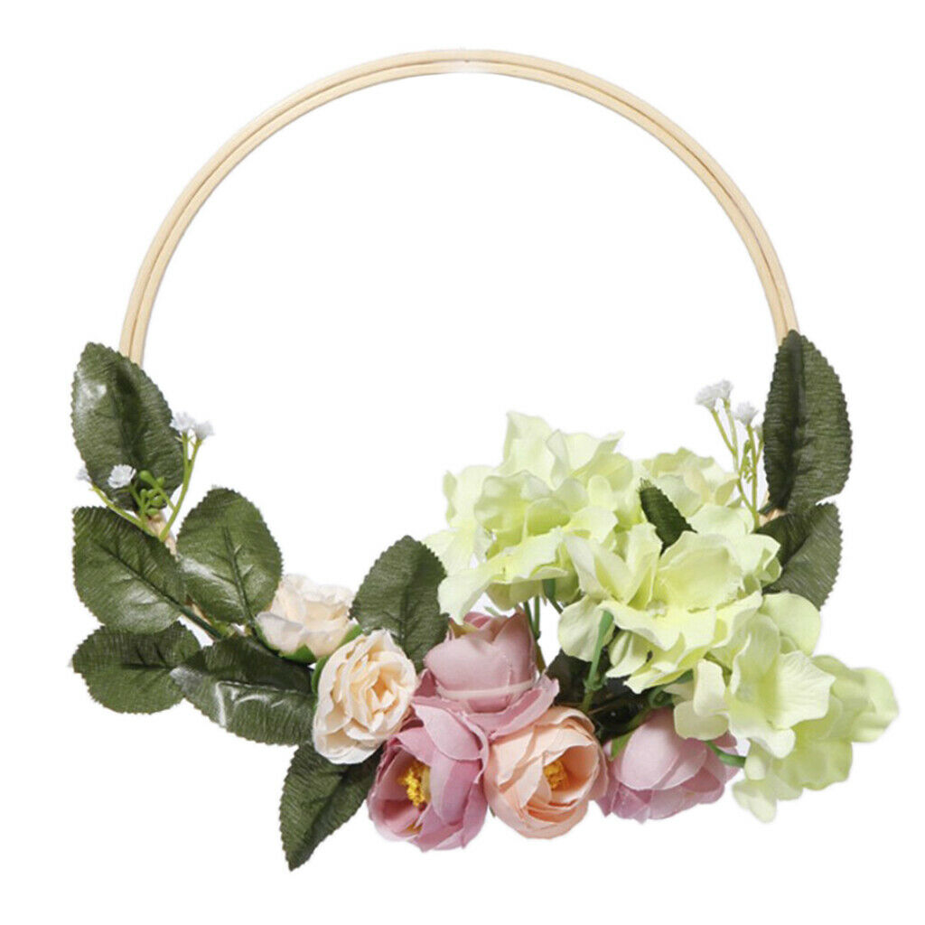 2x 20cm 8" Artificial Flower Hoop Wreath Garland Hanging Home Decor Wedding