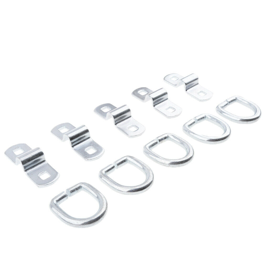 5 Pieces Trailer Boat D Ring Rope Chain Strap Tie Down Stainless Steel