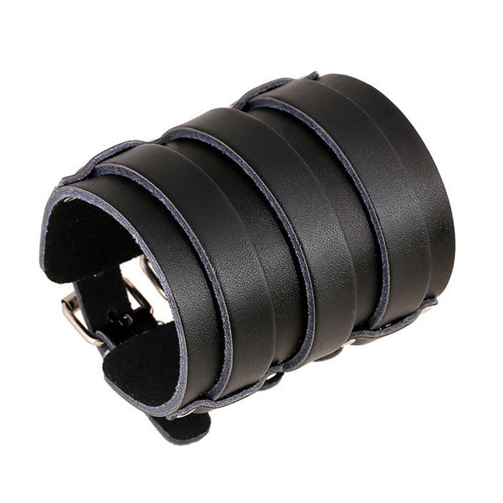 Men's Punk Wide Leather Belt Wristband Bangle Cuff Bracelet Gifts