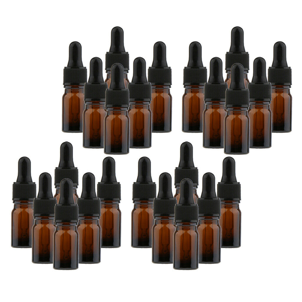Packs of 24 Amber Glass Bottles with Eye Dropper for Essential Oils 10ml