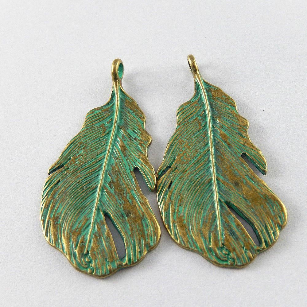 10 pcs Retro Patina Banana Leaf Alloy Pendant DIY Jewelry Making Charm 49*25mm