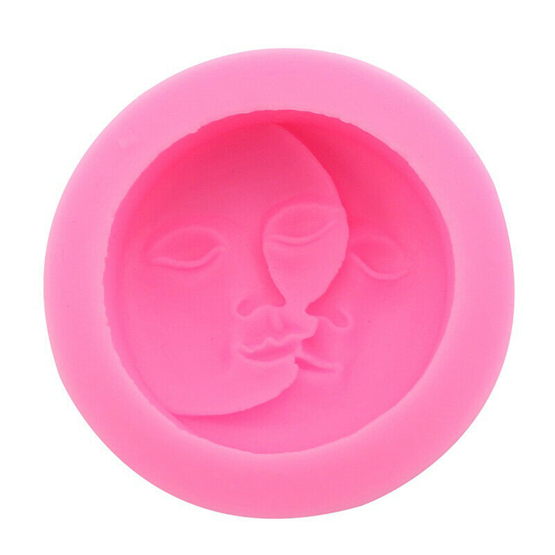 Soap Mold Round Shape Sun Moon Faces Silicone Mold DIY Fondant Cake Decor.l8