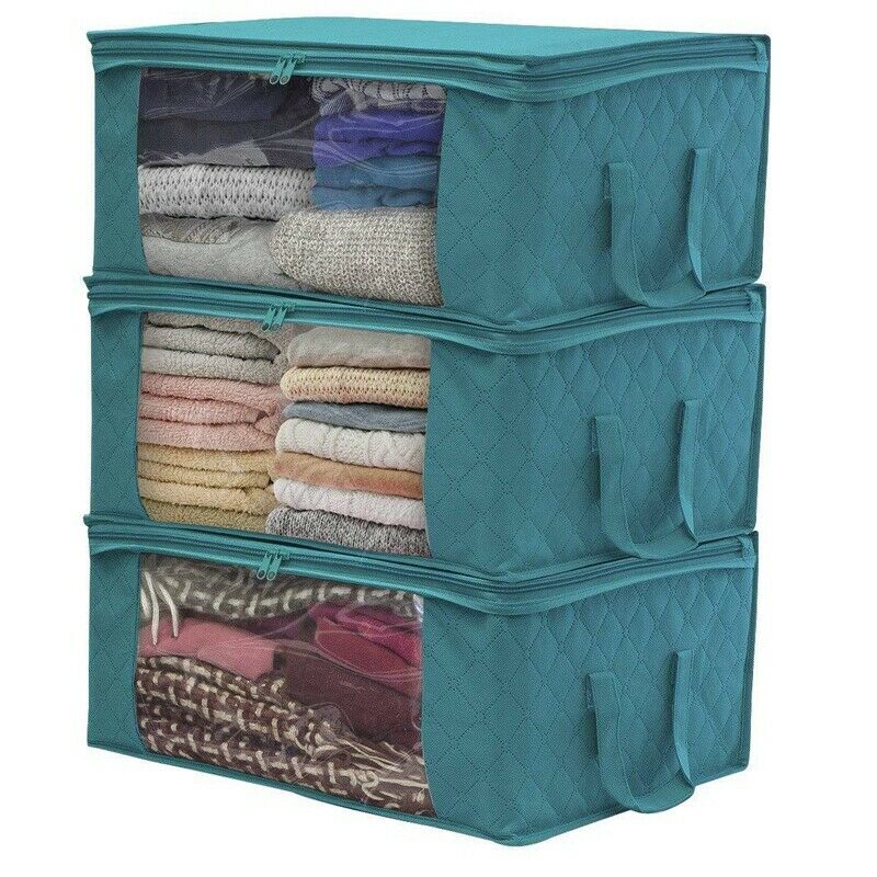 3PC Quilt Storage Bag with Lid,Foldable Dust-Proof Storage Box,Large-CapacitU9H2