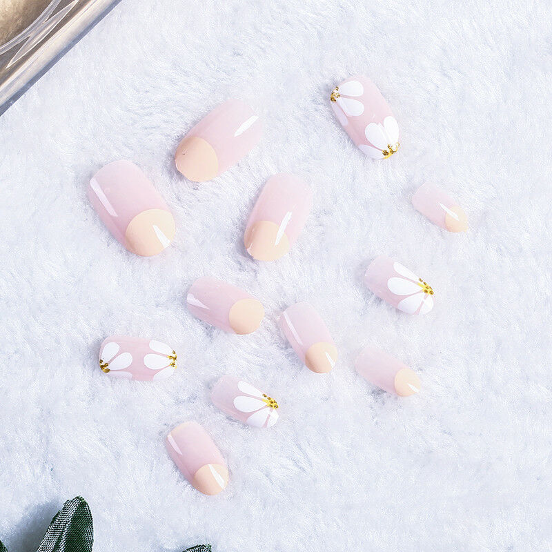 24x lady women's daisy style long manicure art tips false nails tool gift DIY&DD