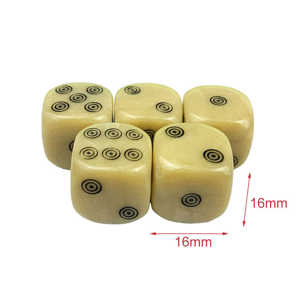 Pack of 5 Acrylic 16mm Six Sided Dice Set Smooth Party Prop Table Game Parts