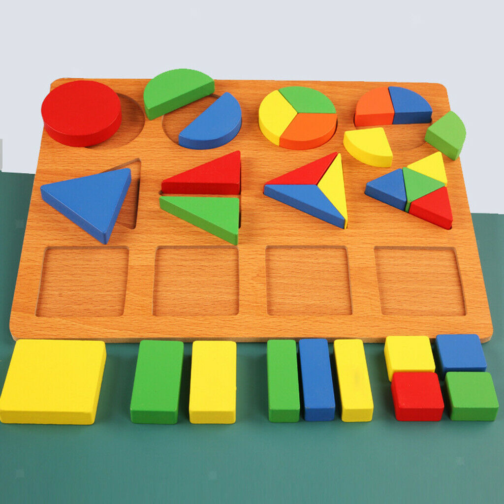 Wood Geometry Shape Matching Block Puzzle Board Stacking Color Recognition