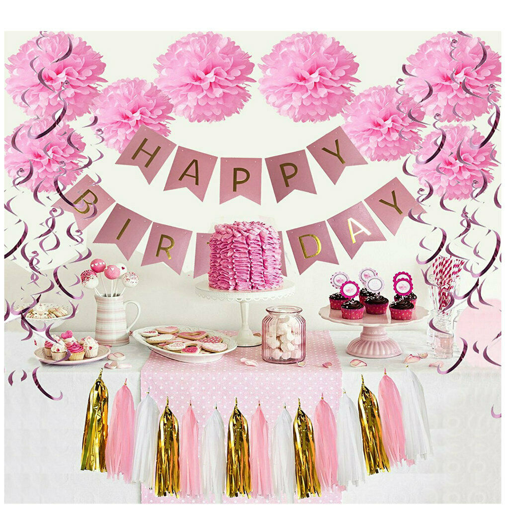 Happy Birthday Party Decoration Set for Princess Girls Party Home Decor