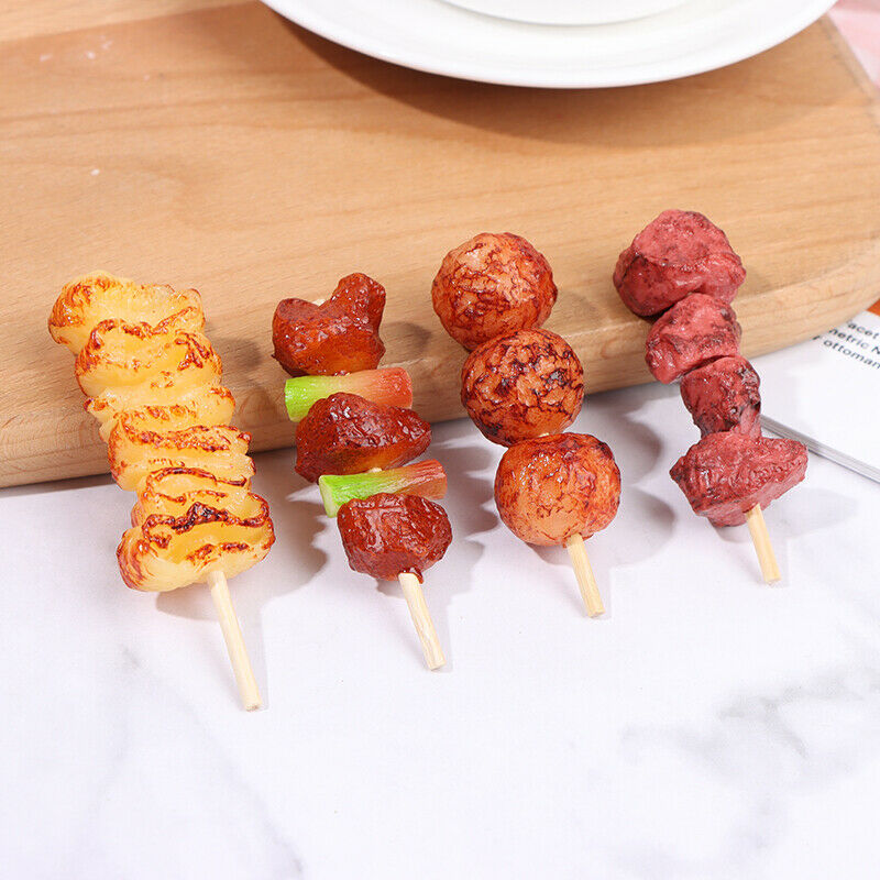 4pcs/set Simulation Mini BBQ Skewer Pretend Play Roast Beef Skewer Kitchen T Rf