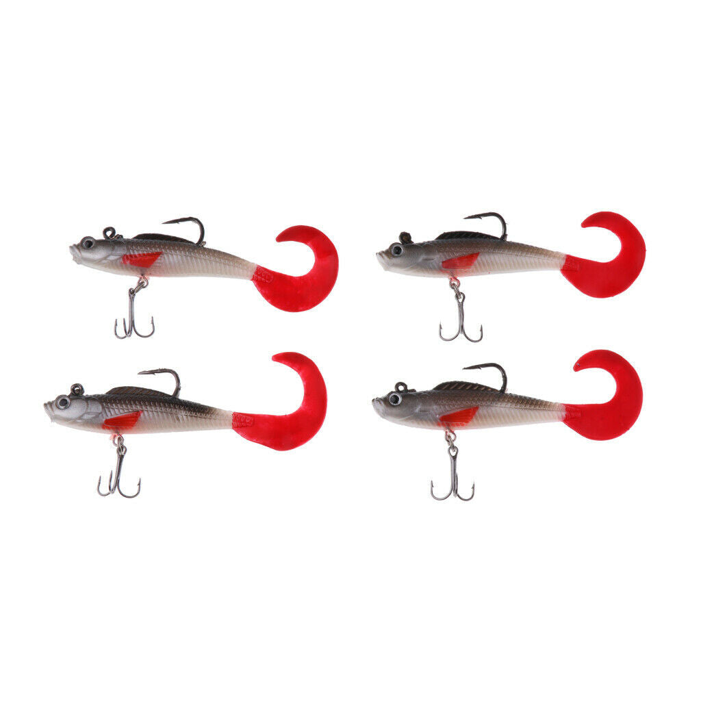 4Pcs Soft Fishing Lures Baits Lead Head Jigs 10cm/9.3g Sinking Crankbaits