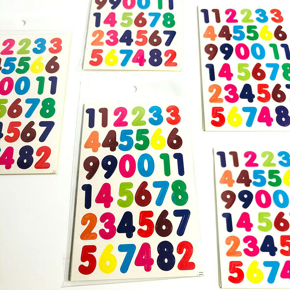 720X Colorful Number 0-9 Stickers Label Adhesive Digits Scrapbooking Craft DIY