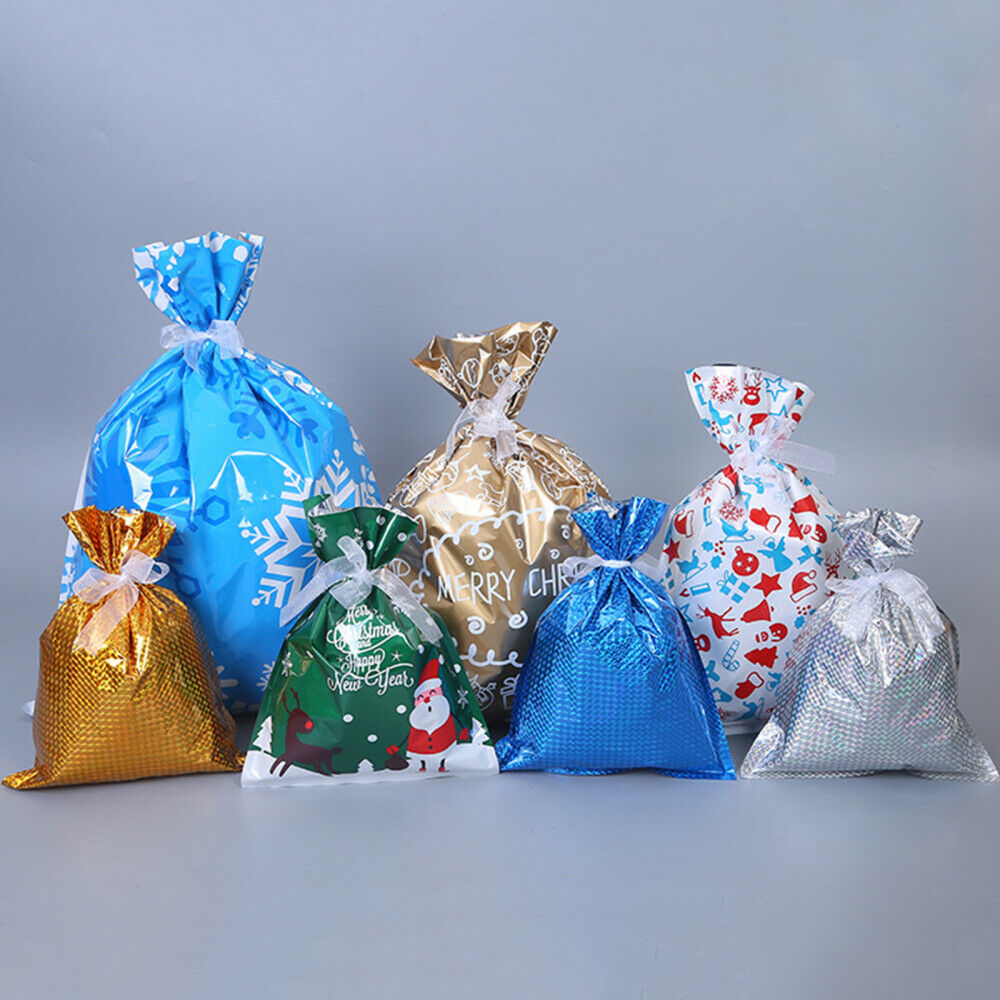 30pcs Christmas Gift Bags with Ribbons Assorted Wrapping Xmas Candy Bags Set