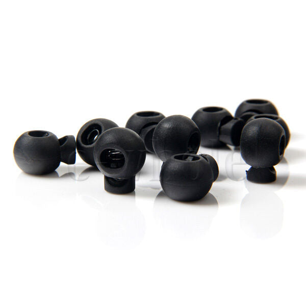 20pcs Mini Round Ball Cord lock Toggles Stops Black Drawstring Rope Cord Locks