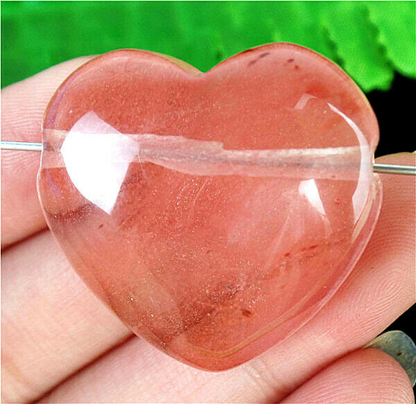 30x29x12mm Red Cherry Quartz Love Heart Height Holes Bead HL81403
