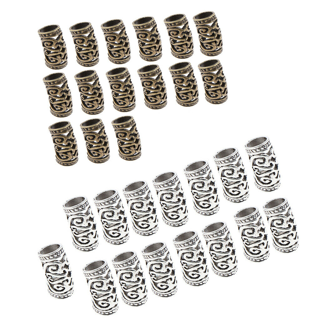 30pcs/Lot Dread lock Beads Hair Rings Adjustable Hair Braid Cuff Clip Brown
