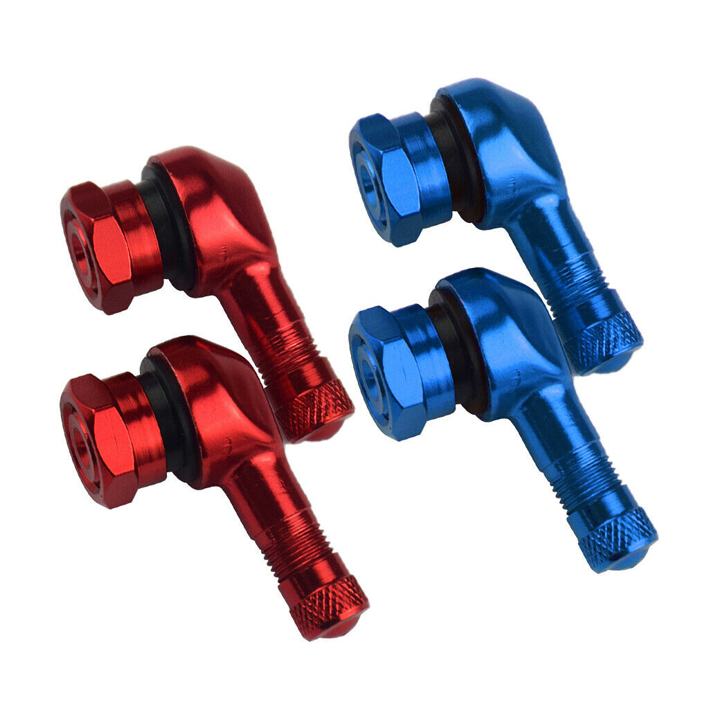 Red & Blue 90 degree CNC Aluminum Universal Motorcycle Wheel Valve Stems