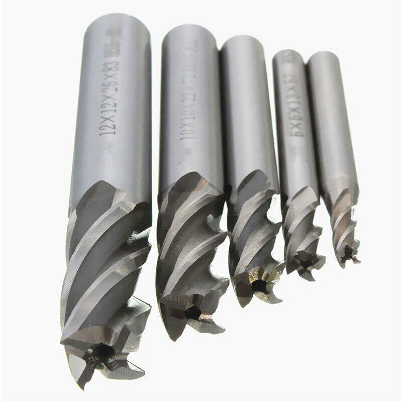 5pcs CNC End Mill Cutter Milling Machine HSS Straight Shank Drill Bit 4 Flute