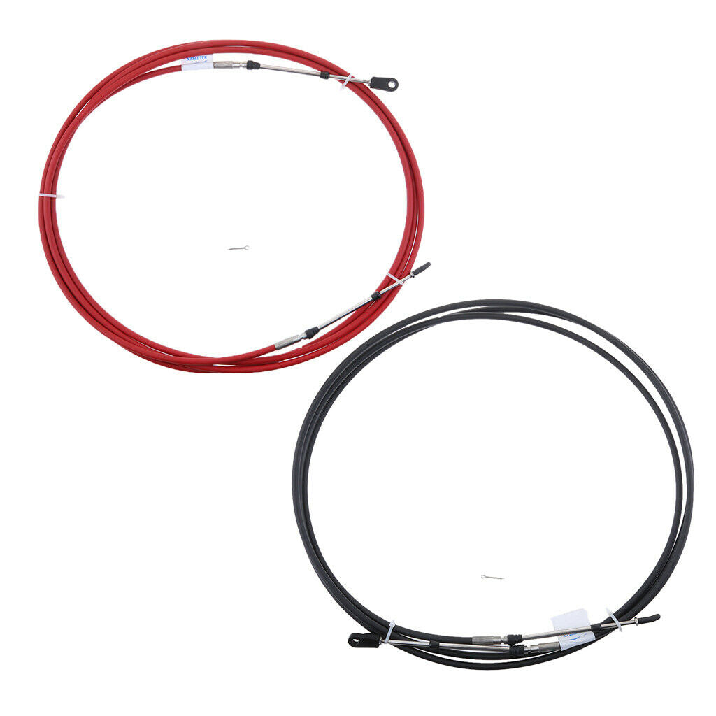 Universal Throttle Cable for Marine Boat Motor Control Lever 12 FT Black+Red