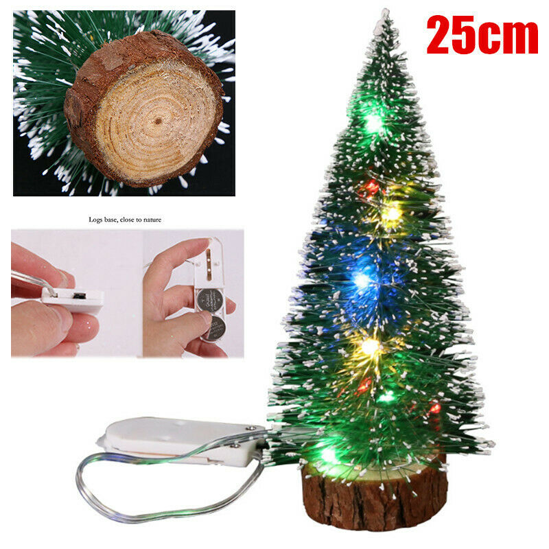 25cm Mini Christmas Tree With LED Light Ornaments Festival Table Decor Xmas Gift