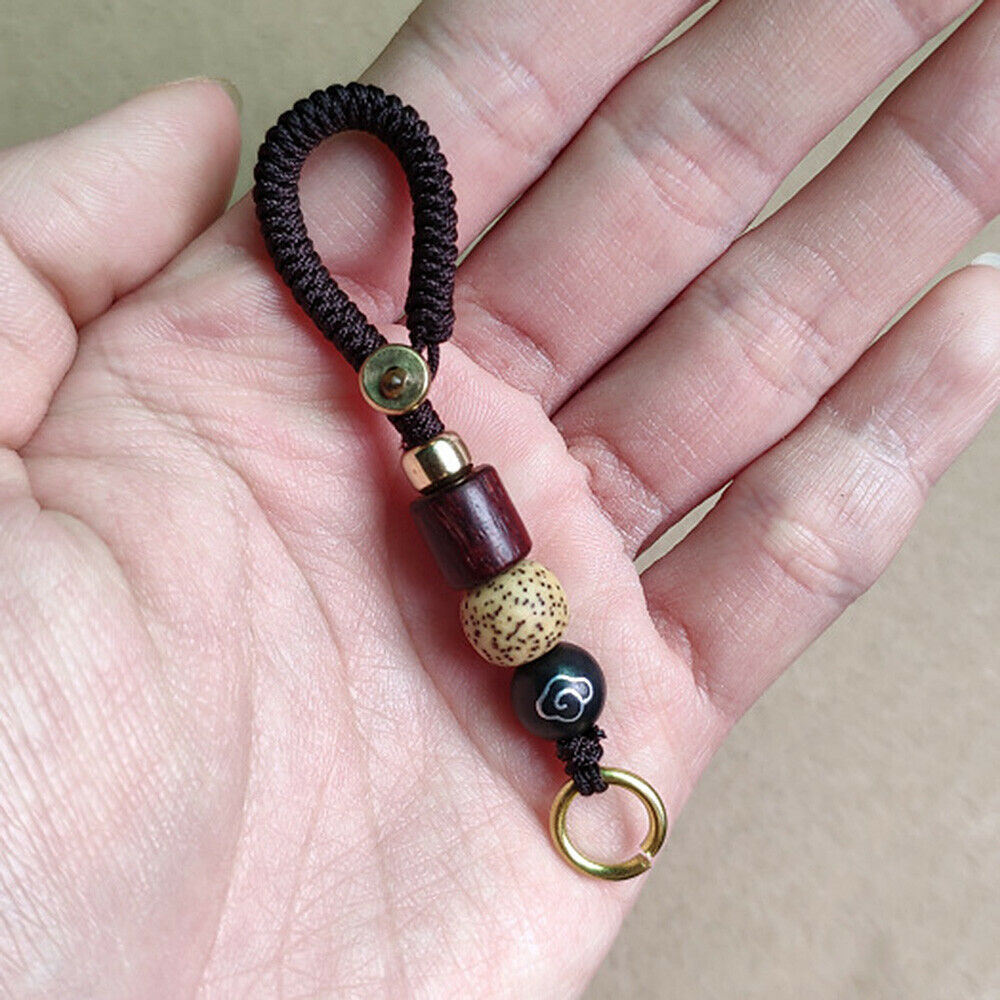 Hand Woven Keychain Rope Beads Lanyard Key Ring Pendant Hanging Accessories Gift