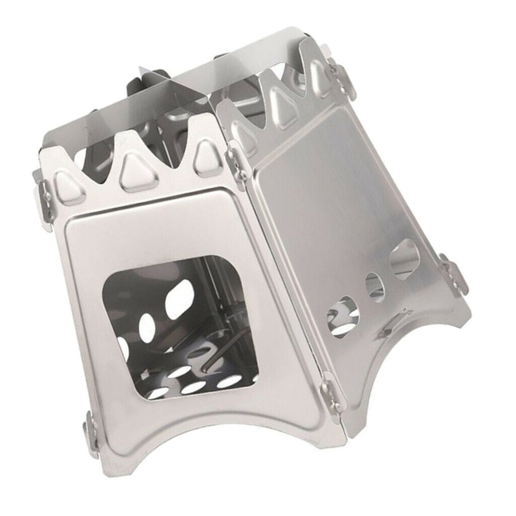 Portable Stainless Steel Camping Hiking Wood Stove Charcoal Burner L