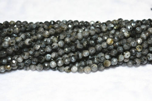 10PCS 4mm Faceted black gray labradorite Round Gems Loose Beads 15 "AA