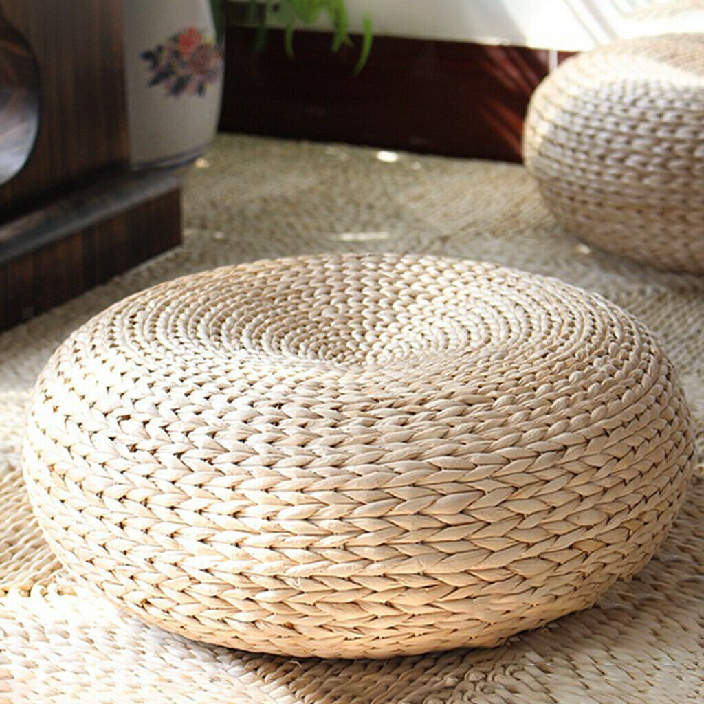 Straw Cattail Round Cushion Floor Mat Pouf Handmade Yoga Seat Mat 40cm