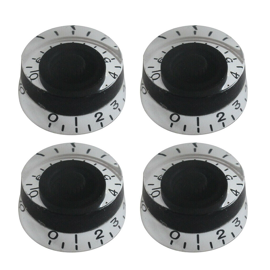 4-Piece Black Plastic Top Hat Guitar Speed Bell Knob Volume   Control Knob