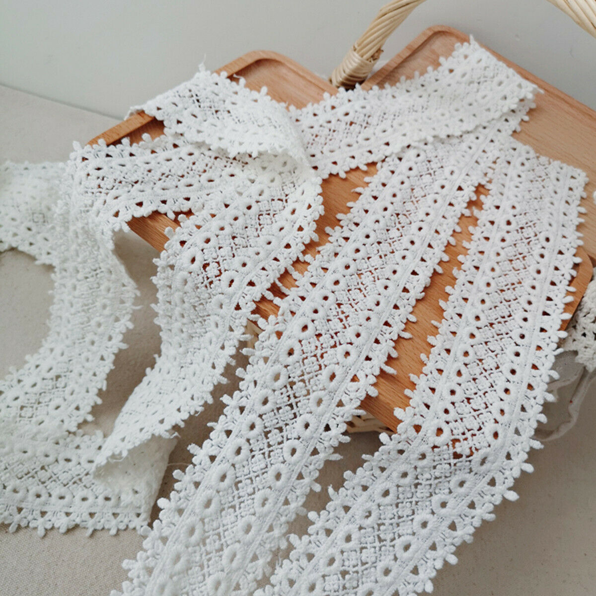 100cm Floral White Lace Bridal Wedding Trim Ribbon Cotton Crochet Accesories