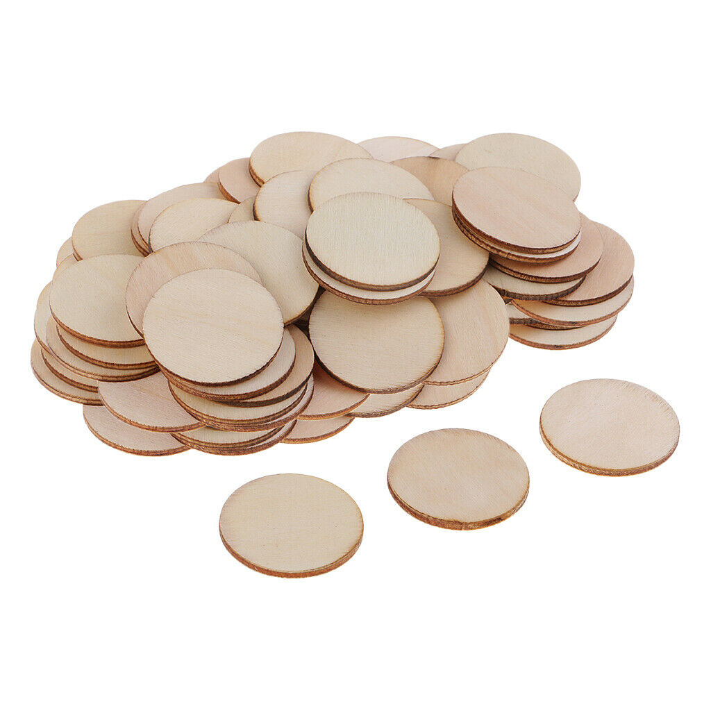 100x Blank Wood Plaque Pieces for DIY Painting Drawing Engraving Craft 35mm