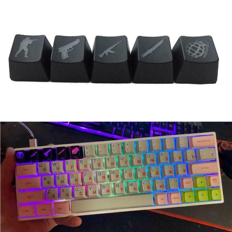 5Pcs OEM R4 Profile ABS Backlit Keycap Gaming Keycaps Key Button CS GO Keycap