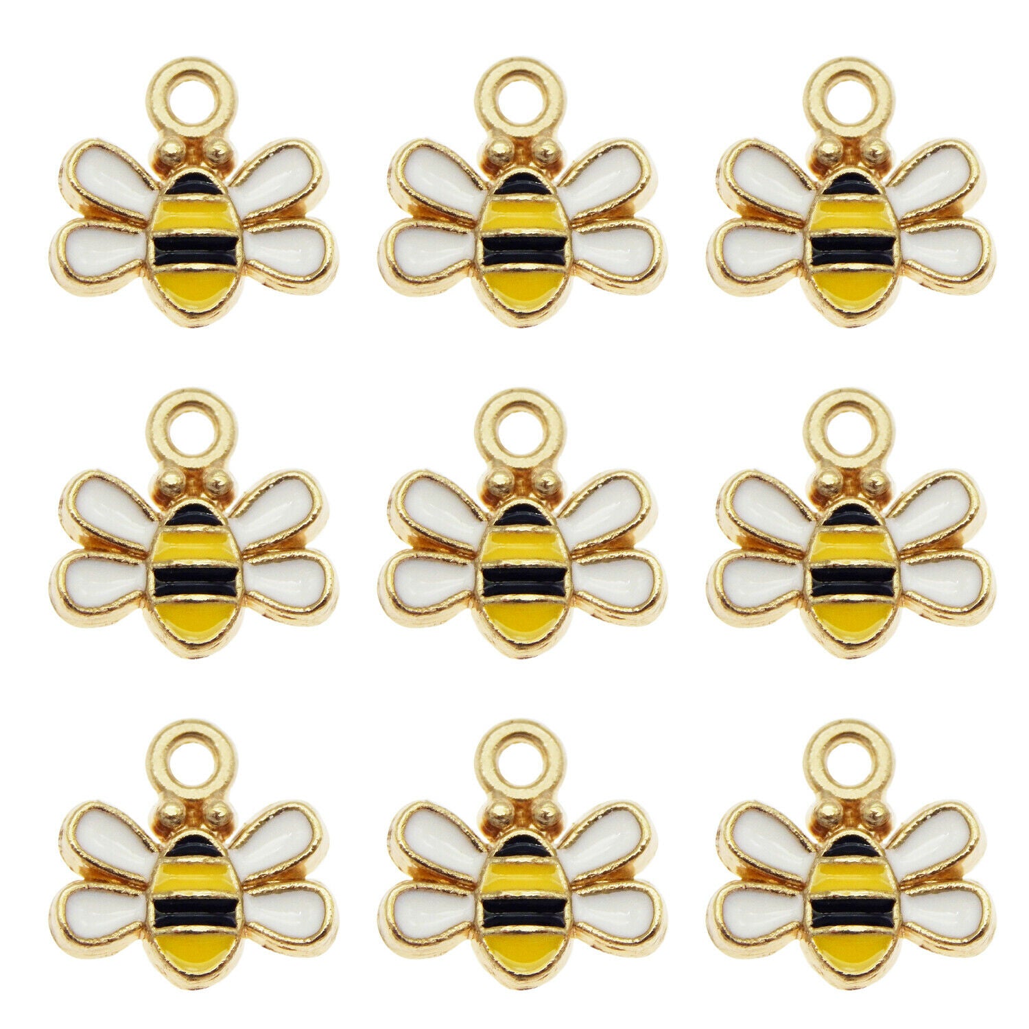 40PCS Enamel Colorful Honeybee Bees Insect 11x10mm Charms Pendant DIY Crafts